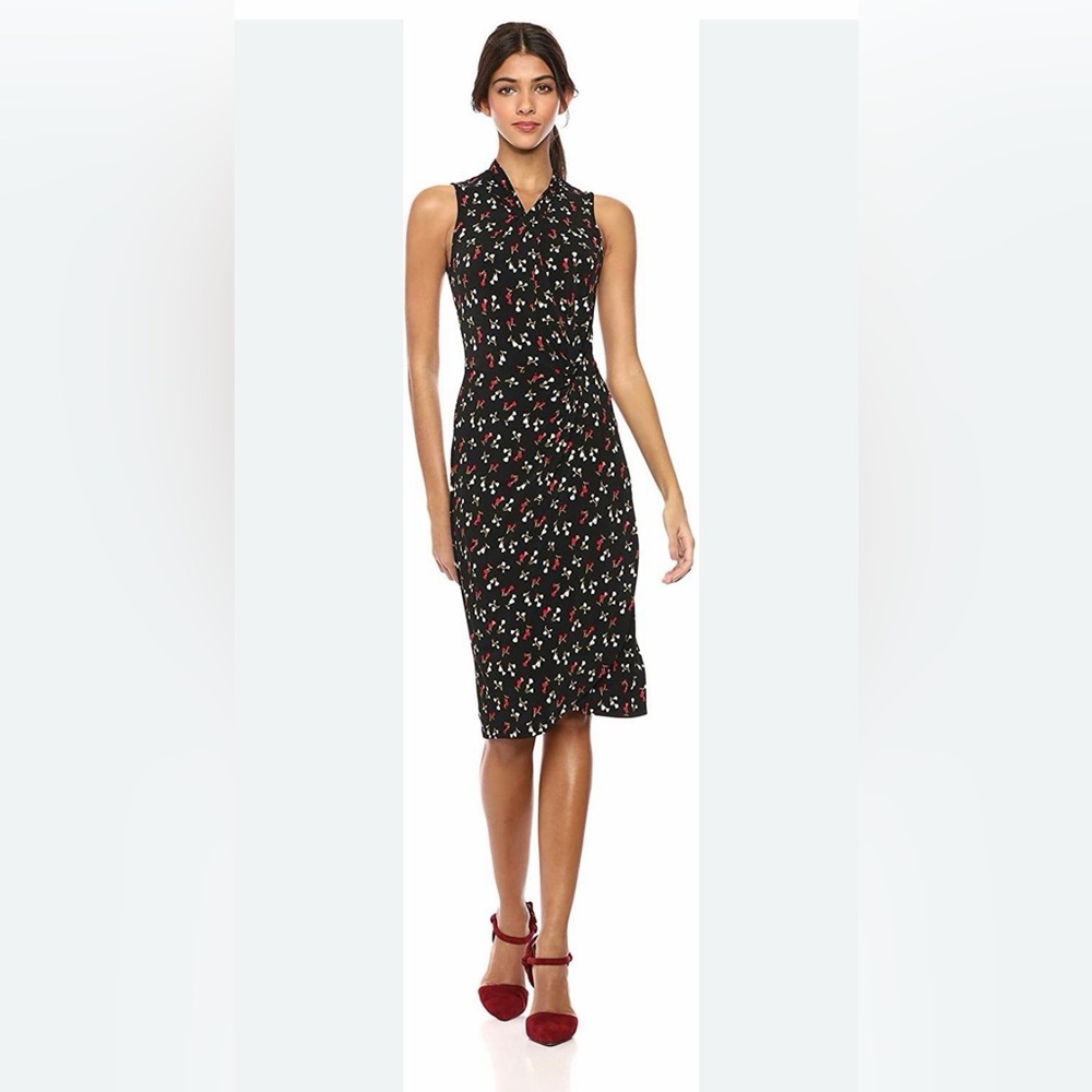 Lark & Ro Black Floral Pencil Skirt